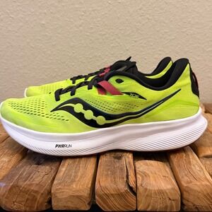Saucony Ride 15 Men's Running Shoes Neon Yellow PWRRUN size 11.5